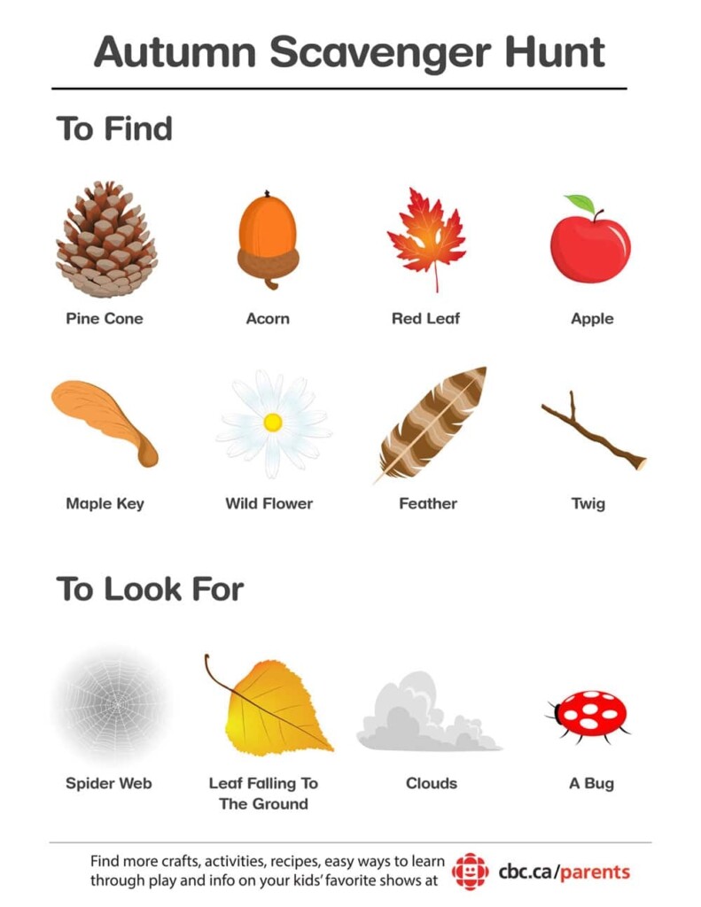 Fall Scavenger Hunt Printable Free