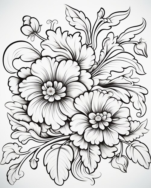 Flowers Free Coloring Pages Printable Premium AI generated Image