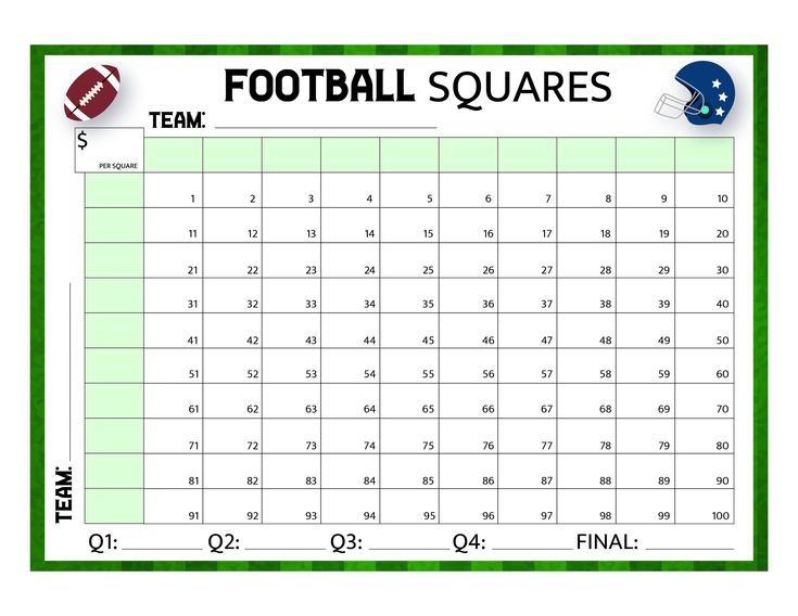 Football Squares Printable Football Games Football Game Instant