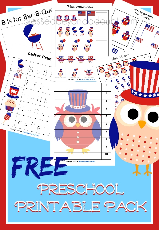 FREE 4th Of July Preschool Printable Pack