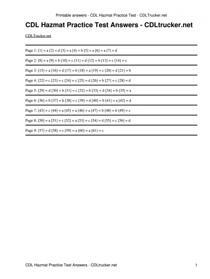 Free Cdl Test Questions And Answers Printable FREE Printable A Z