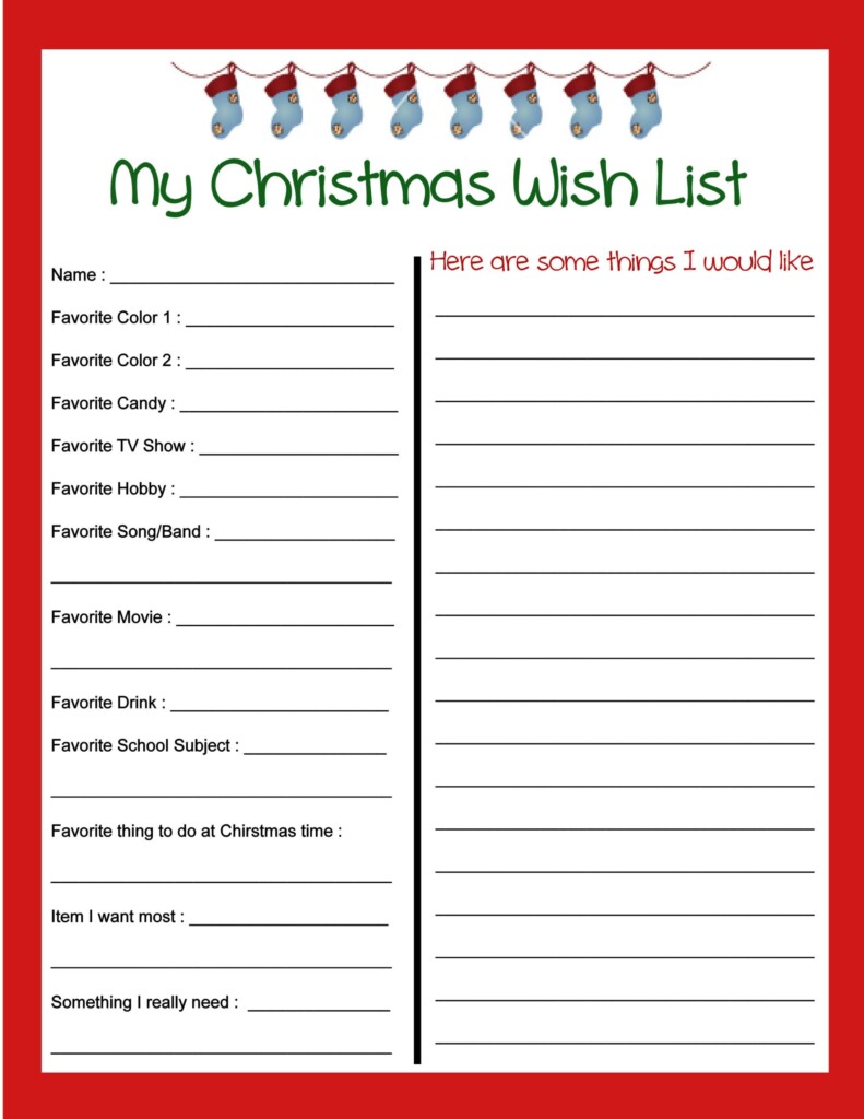 Free Christmas List Template Printable FREE Printable A Z
