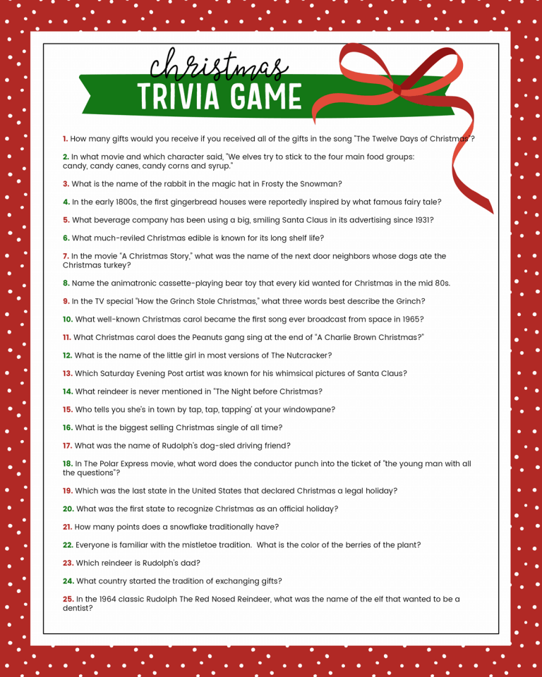 Free Christmas Trivia Printables Games For The Family Lil 39 Luna