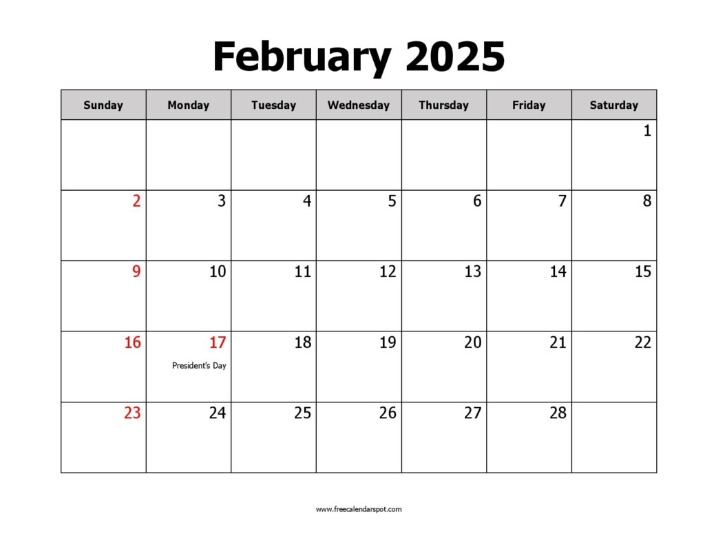 Free February 2025 Calendar Printable PDF Word