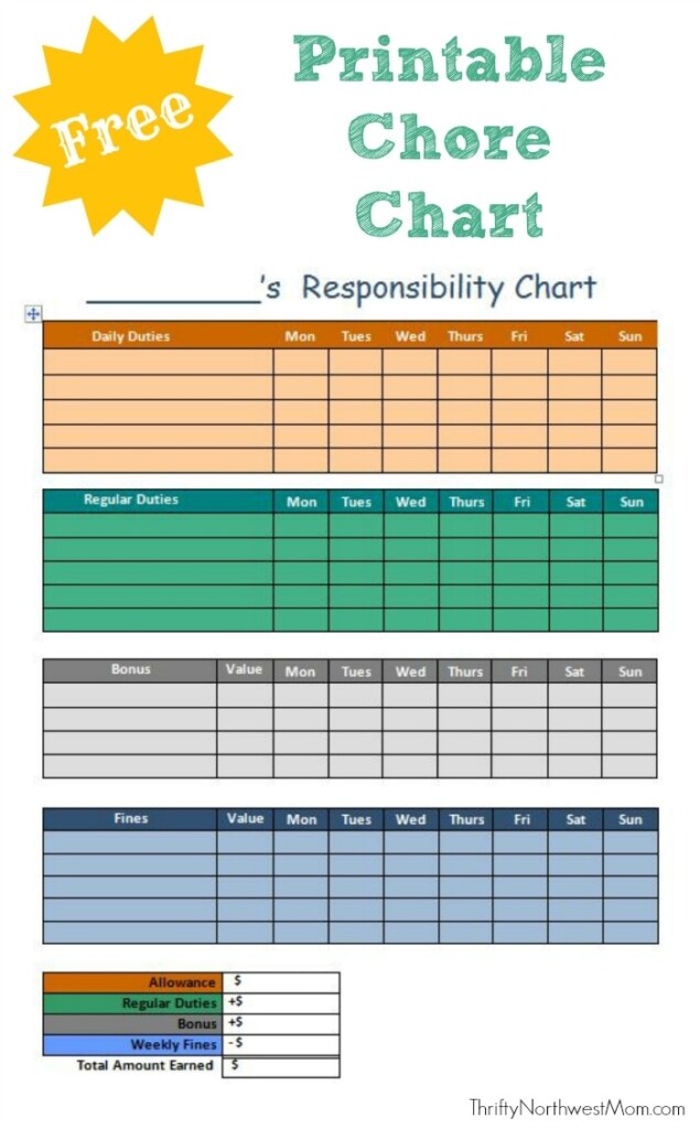 Free Online Printable Chore Chart Printable Templates Free