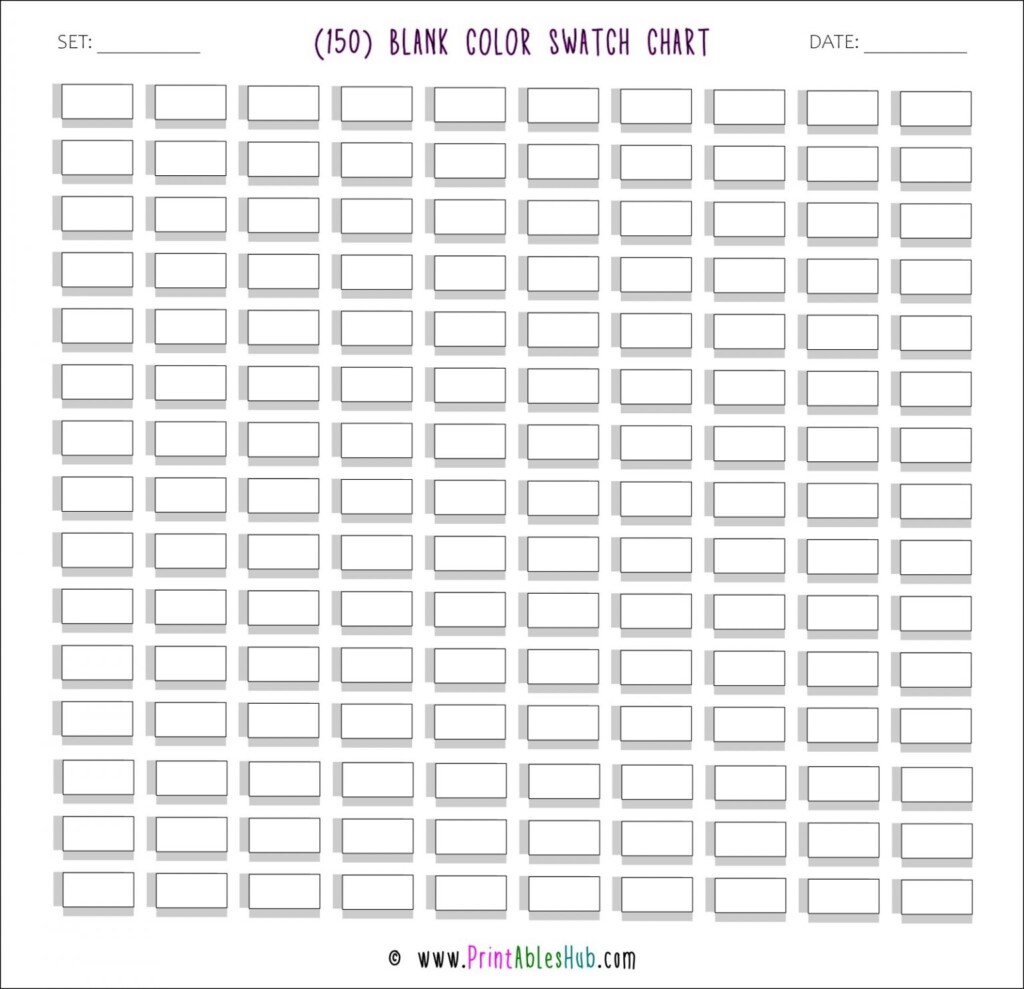 Free Printable 100 120 150 Blank Color Swatch Chart Template PDF 