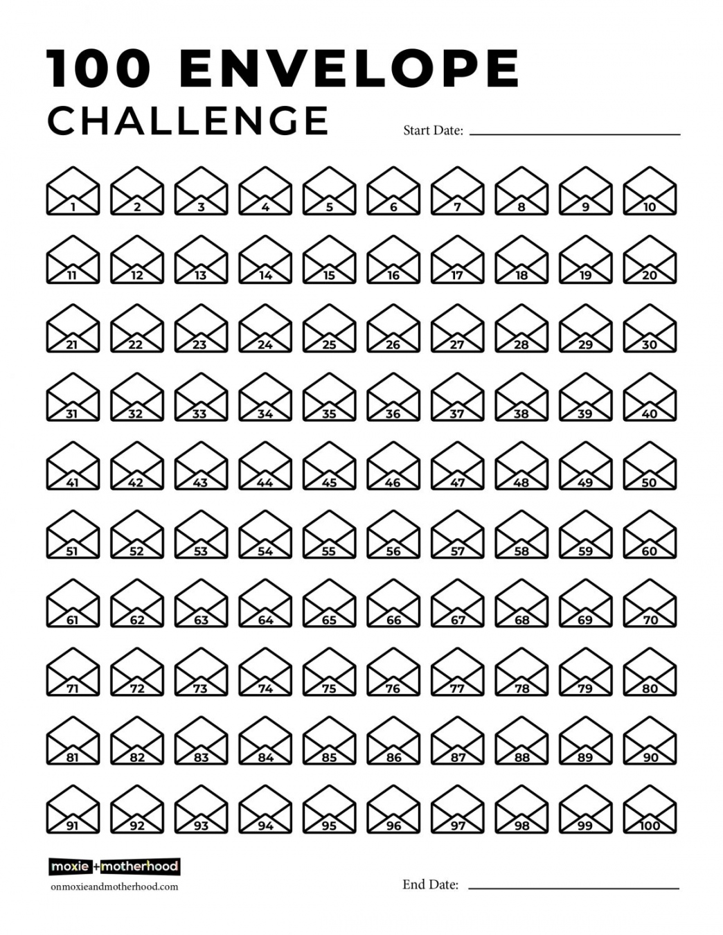Free Printable 100 Envelope Challenge FREE Printable HQ
