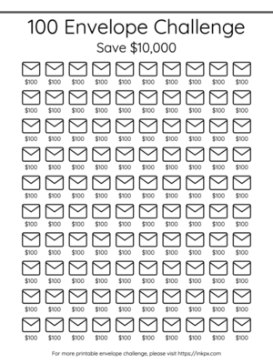 Free Printable 100 Envelope Challenge In PDF PNG And JPG Formats InkPx