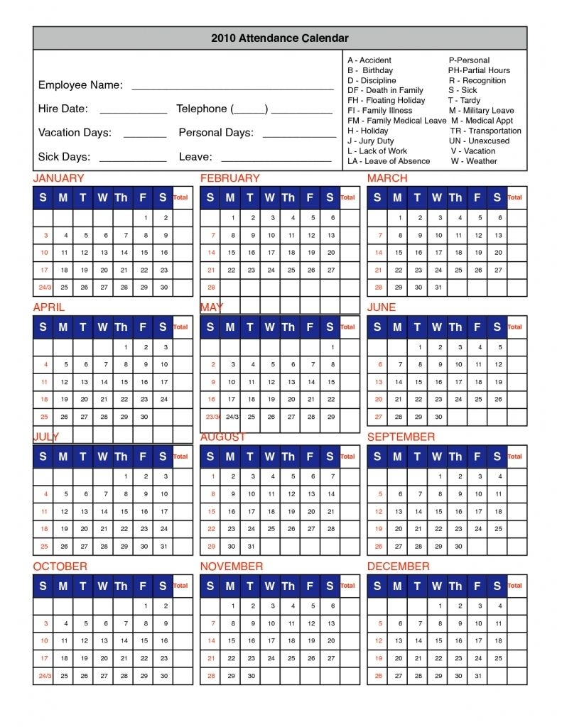 Free Printable 2025 Employee Attendance Calendar Pdf Usa Matthew S 