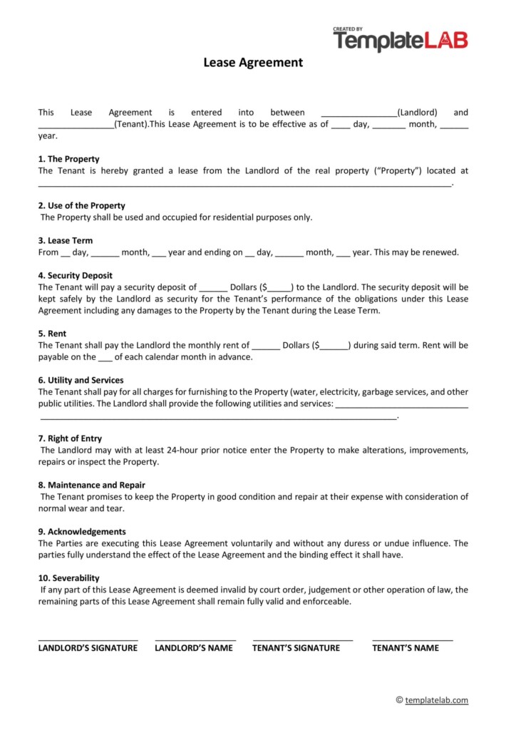 Free Printable Basic Rental Agreement Fillable Free Printable Lights 