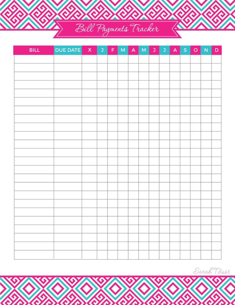 Free Printable Bill Tracker 74 Images In Collection Page 1 Free 