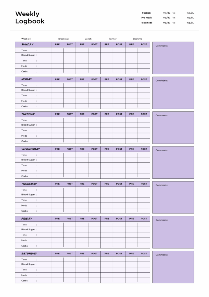 Free Printable Blood Pressure And Blood Sugar Log Sheet