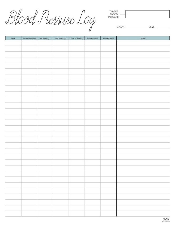 Free Printable Blood Pressure Logs