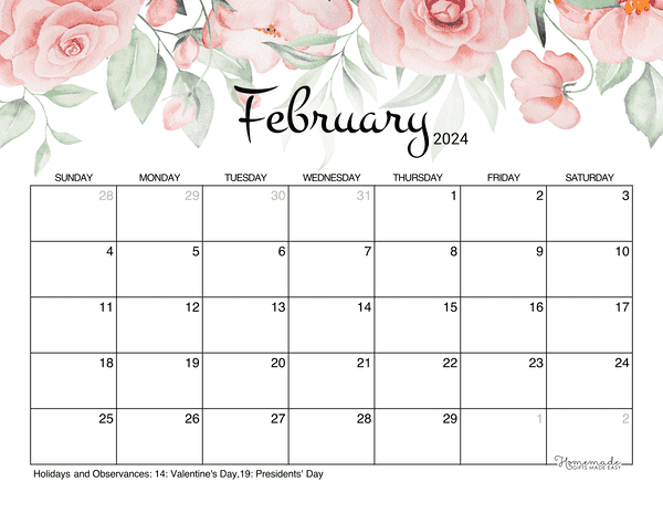 Free Printable Calendar 2024 Monthly February Monthly August And 