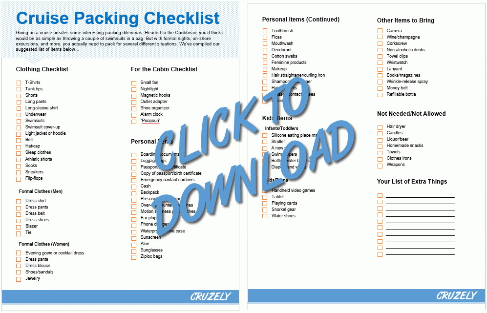 Free Printable Caribbean Cruise Packing List 52 OFF