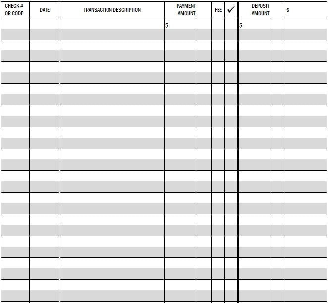 Free Printable Checkbook Registers Italianwolf