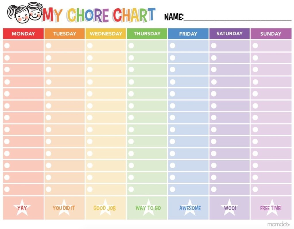 Free Printable Chore Chart Artofit