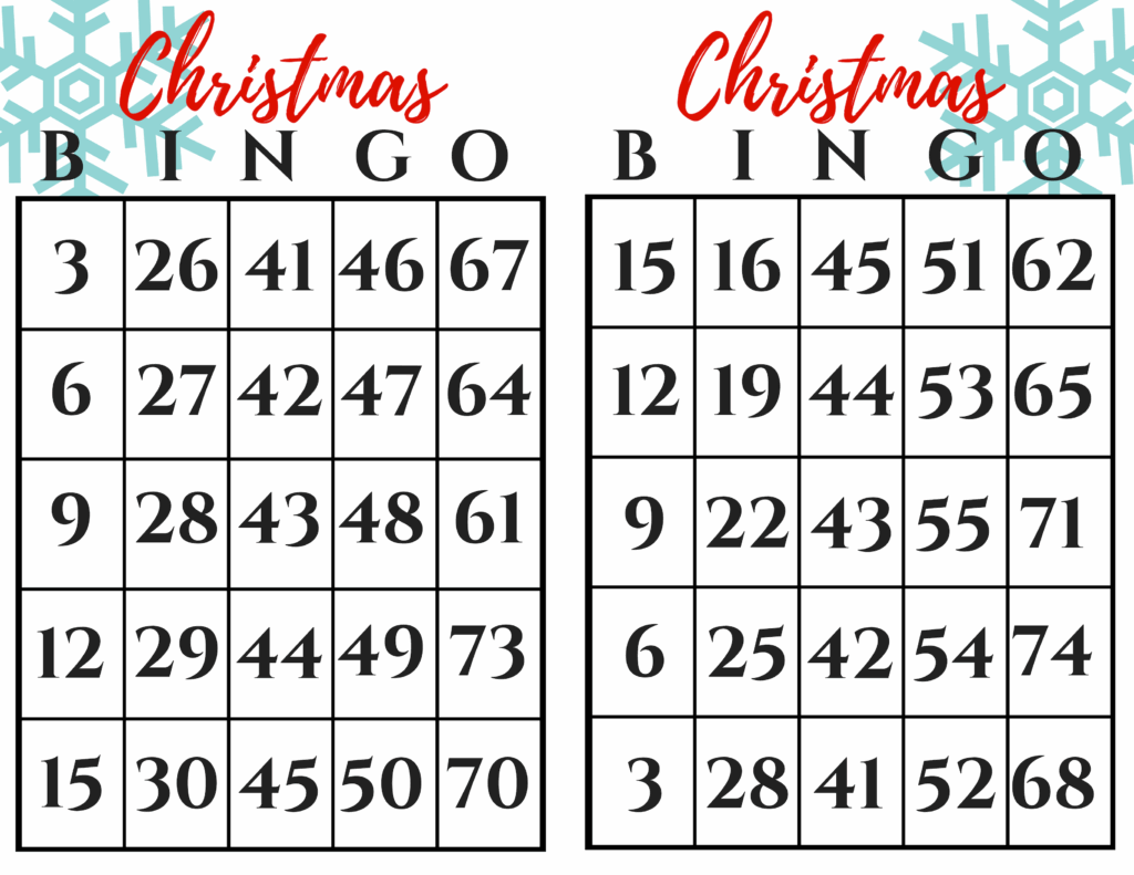 Free Printable Christmas Bingo Cards For Large Groups