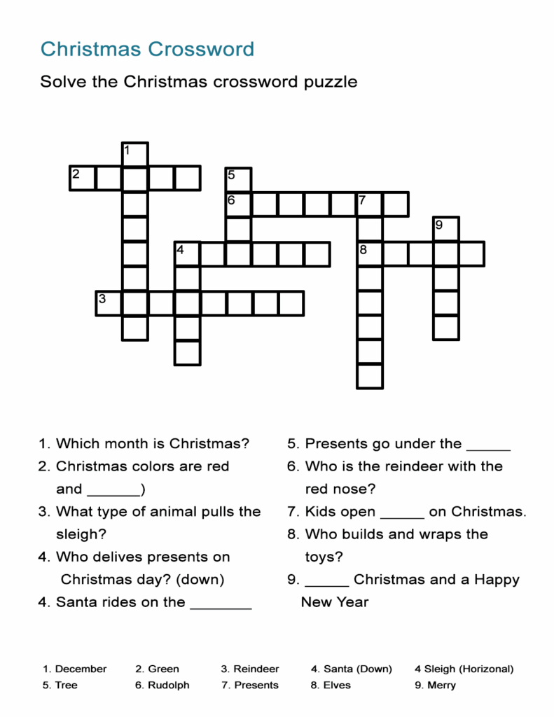 Free Printable Christmas Crossword Puzzles For Adults Free Printable