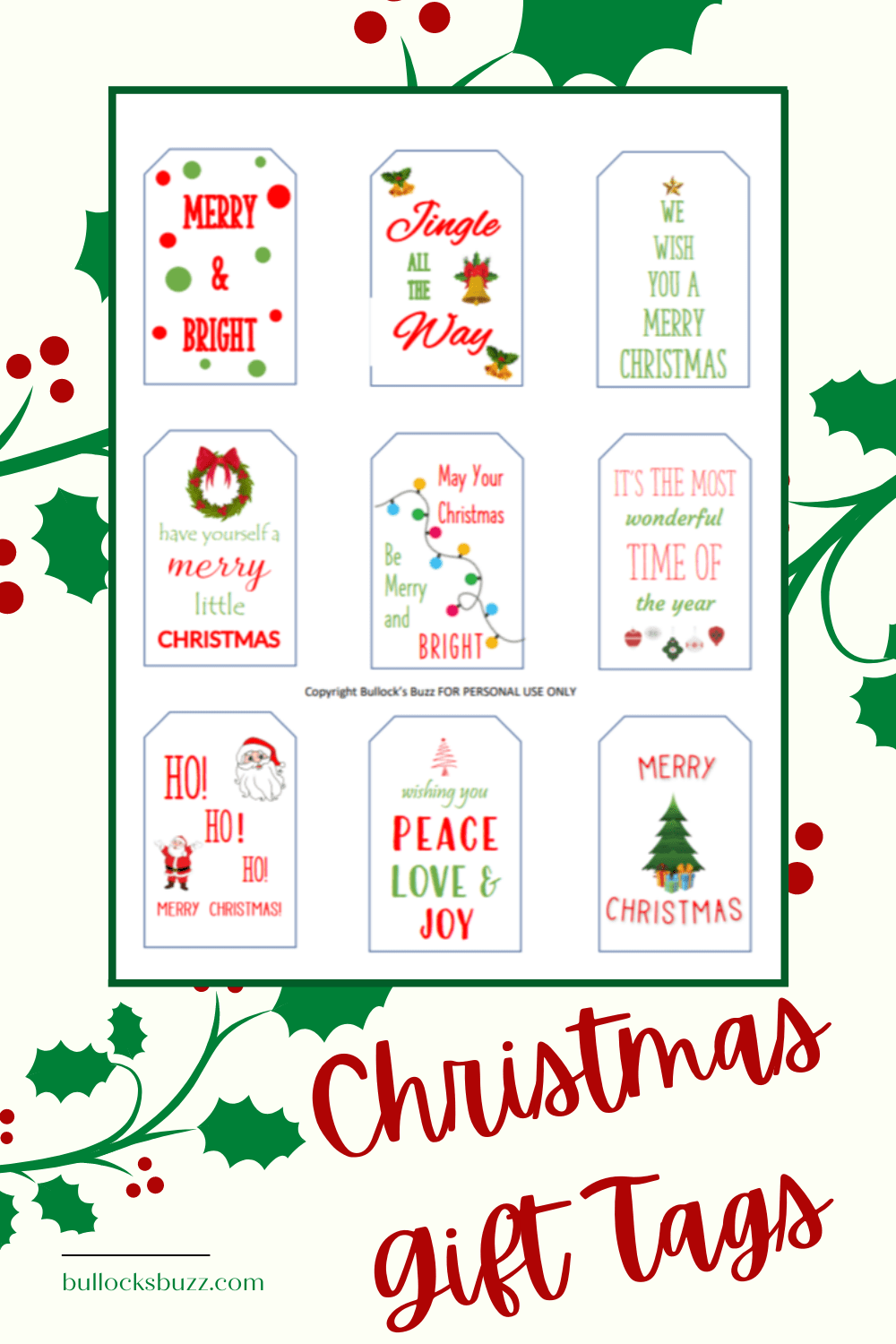 Free Printable Christmas Gift Tags Bullock 39 s Buzz