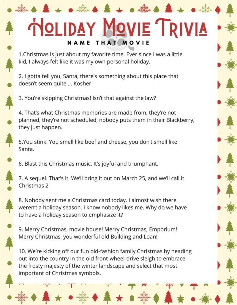 Free Printable Christmas Trivia Games Printable JD
