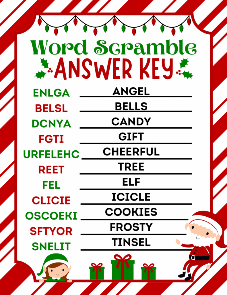 Free Printable Christmas Word Scramble With Answers Hot Sex Picture