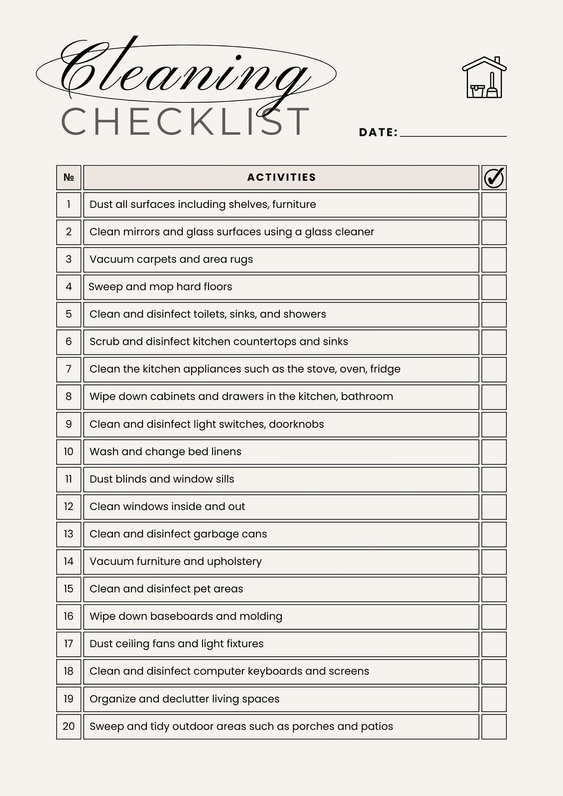 Free Printable Cleaning Checklist Templates Canva 58 OFF