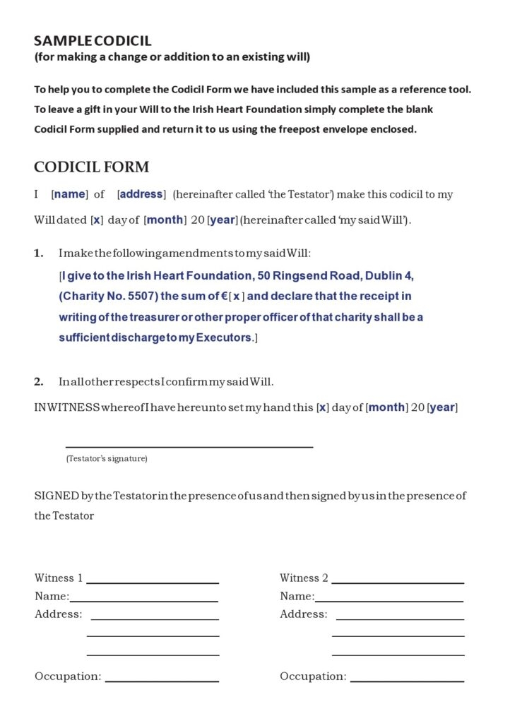 Free Printable Codicil Form Free Printable Templates