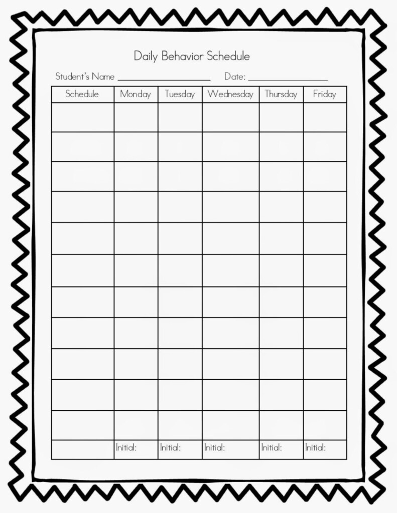 Free Printable Daily Behavior Charts For Teachers 
