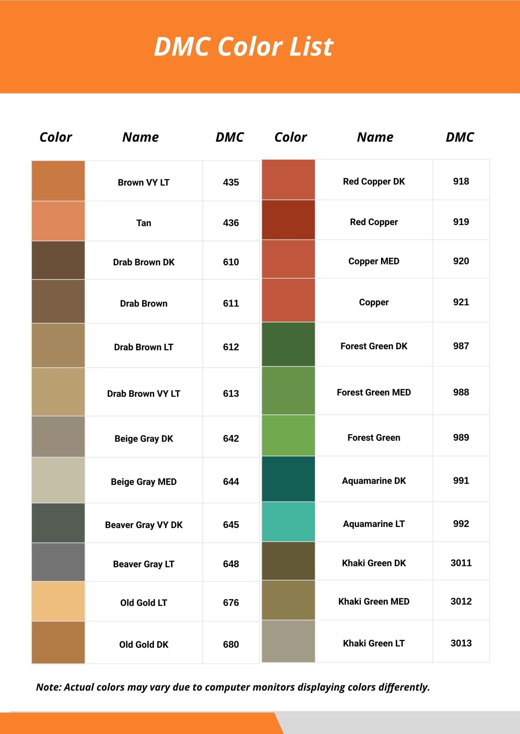 Free Printable DMC Color Chart Download In PDF Illustrator 46 OFF