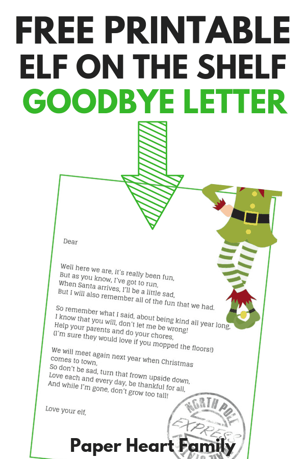 Free Printable Elf On The Shelf Goodbye Letter Template Printable 