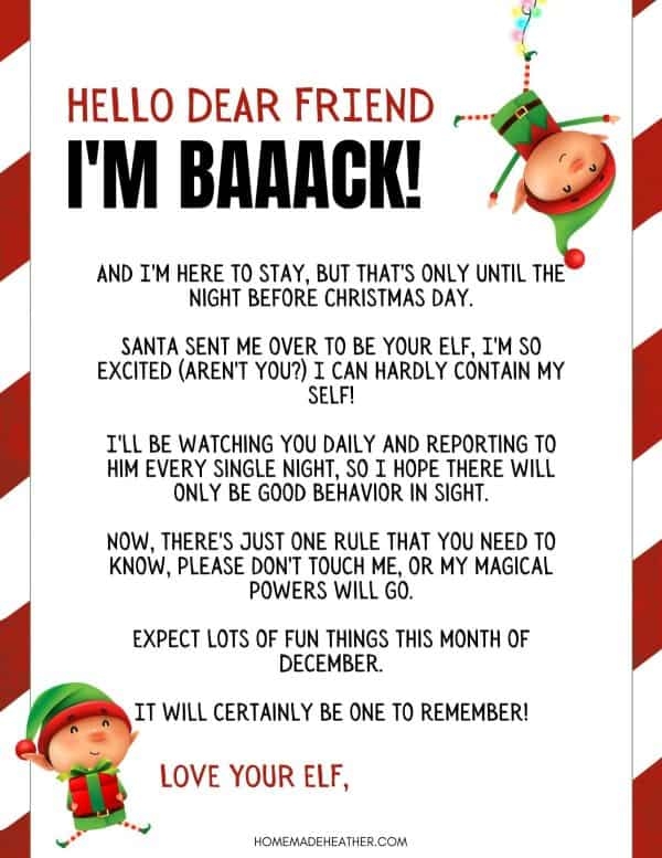 Free Printable Elf On The Shelf Return Letter Dev onallcylinders