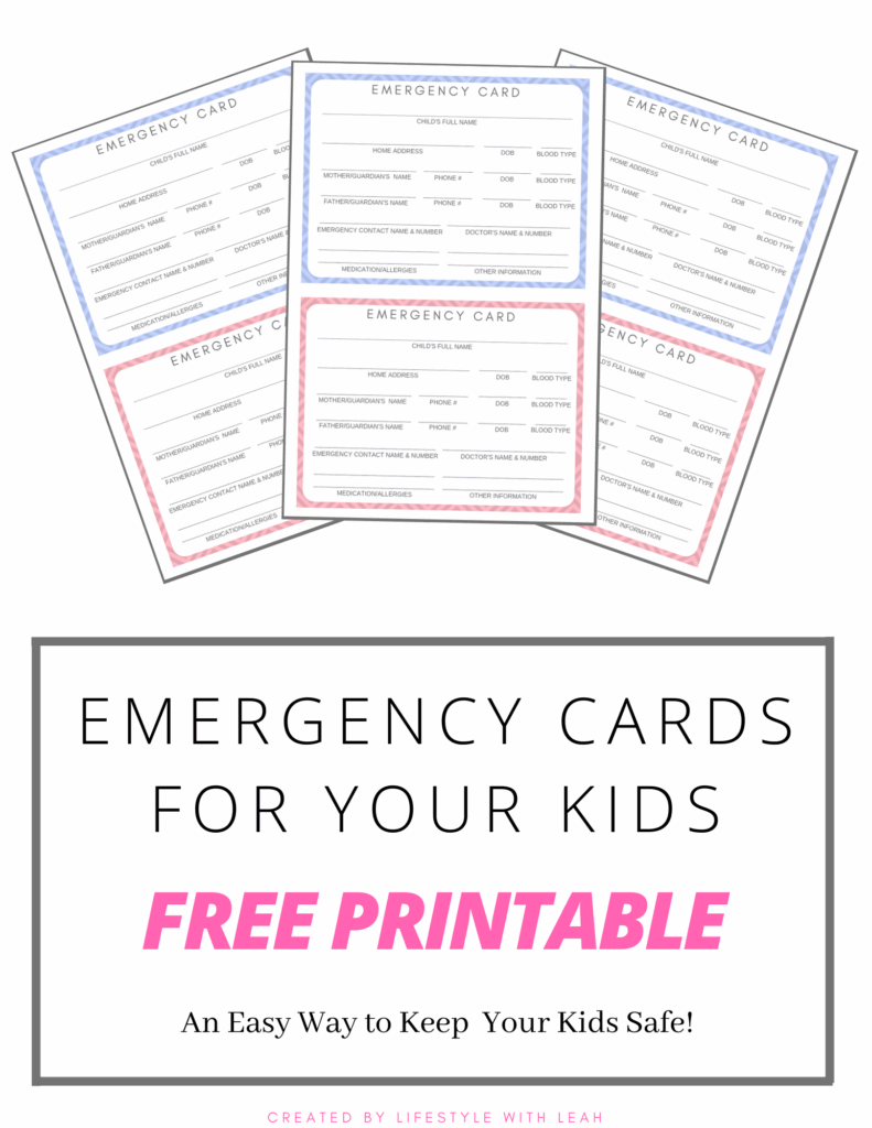 Free Printable Emergency Cards For Your Kids Lifestyle With Leah 