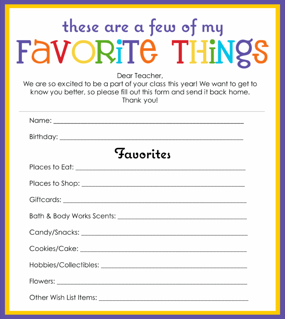 Free Printable Employee Favorite Things List FREE Printable HQ