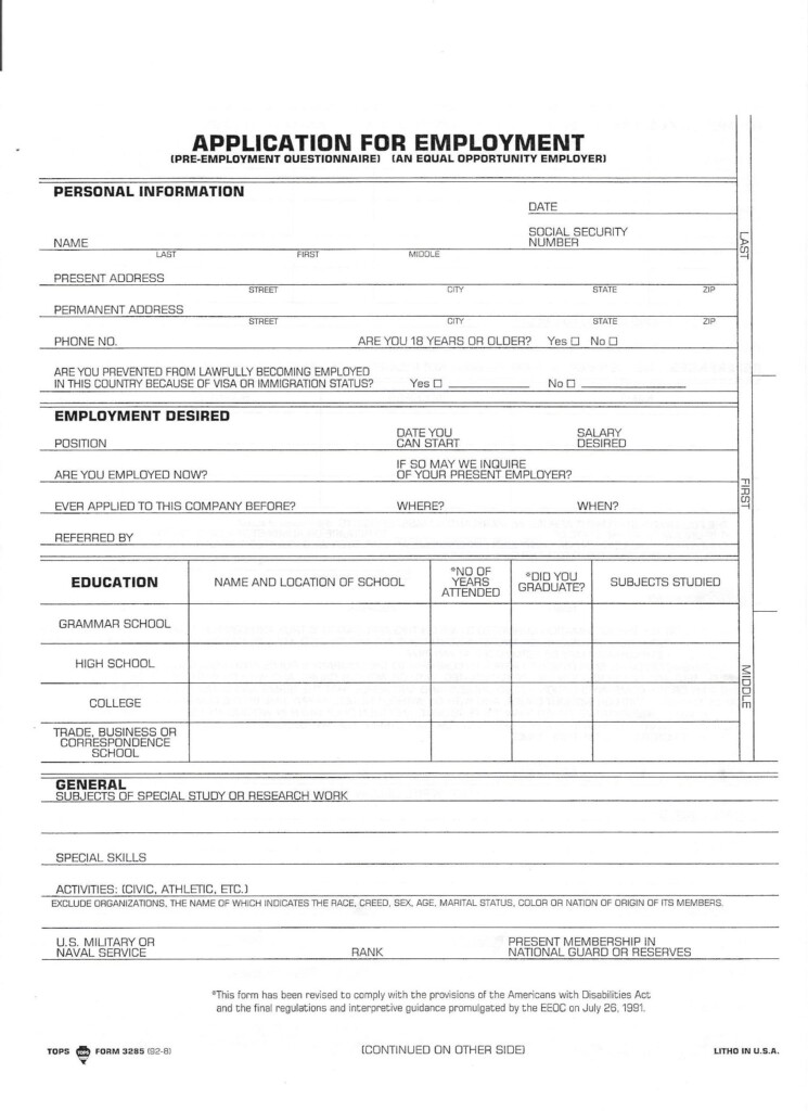 Free Printable Employment Applications Printable Word Searches