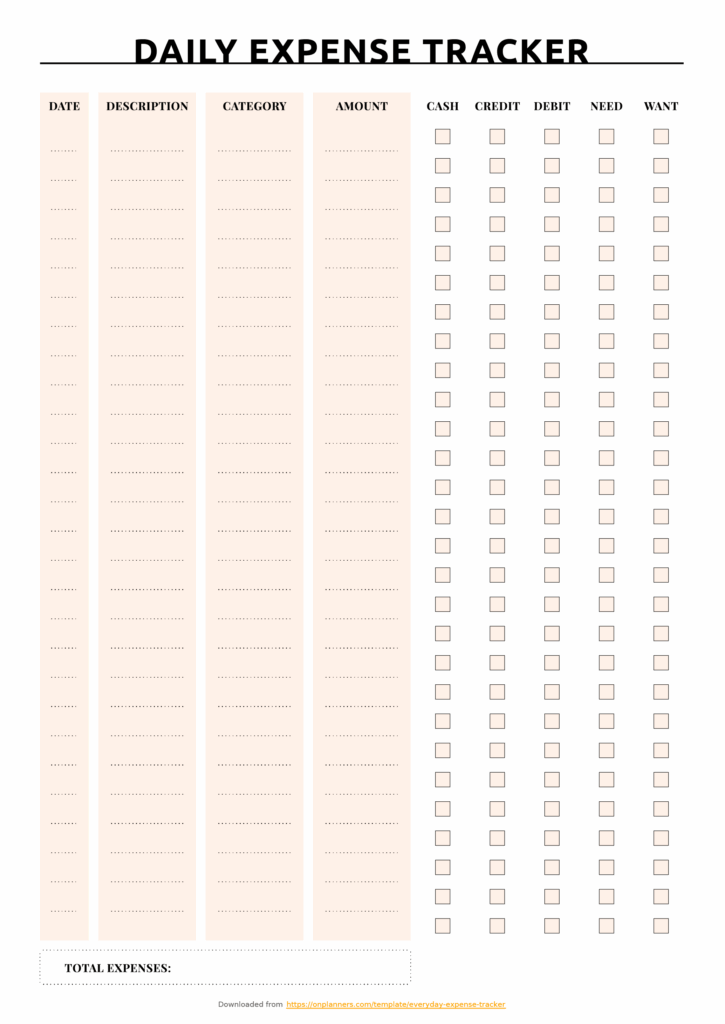 Free Printable Expense Tracker Printable Backhilo