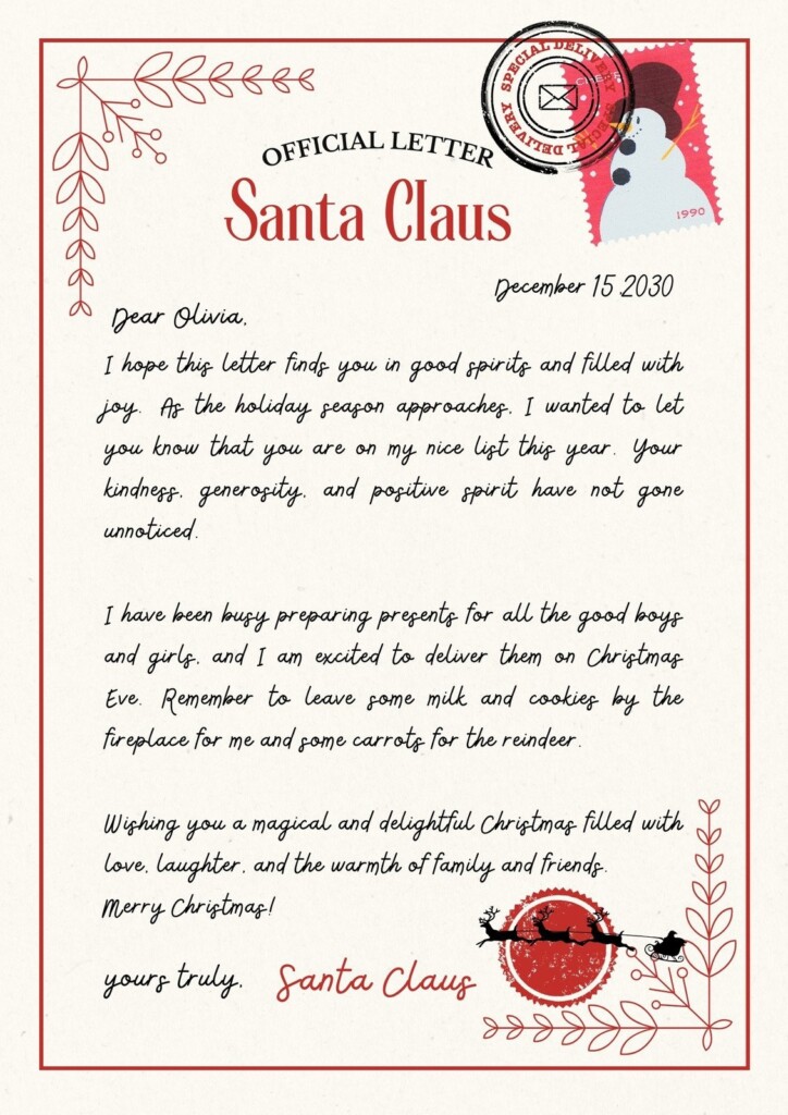 Free Printable Father Christmas Letter FREE Printable A Z