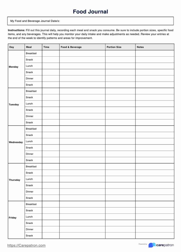 Free Printable Food Journal Pdf Download Free Printable Food Journal 