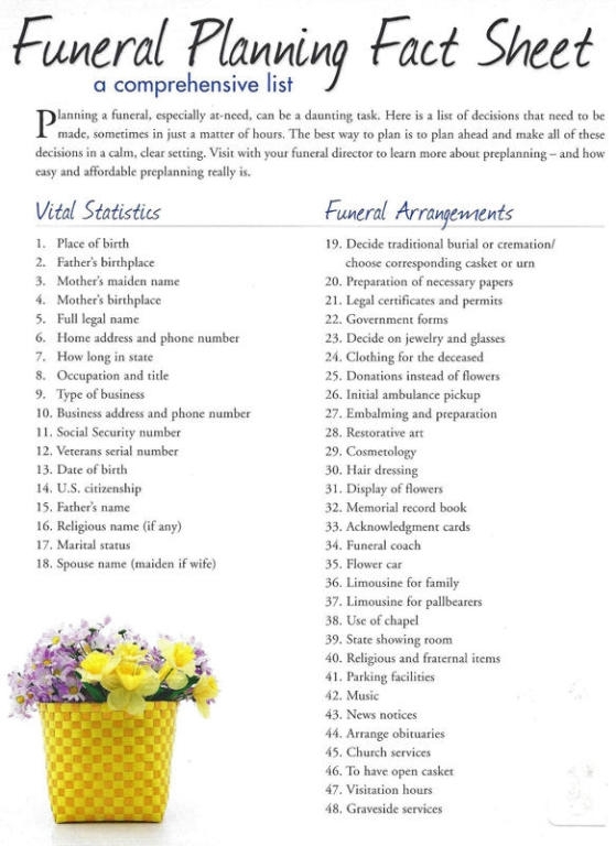 Free Printable Funeral Planning Checklist We Love Printables