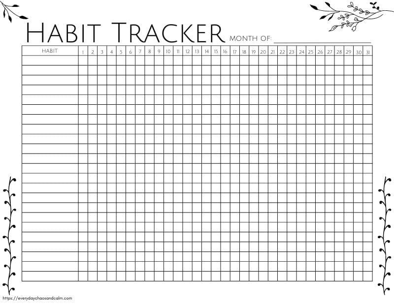 FREE Printable HABIT TRACKER PDF 2023 INSTANT Download 54 OFF