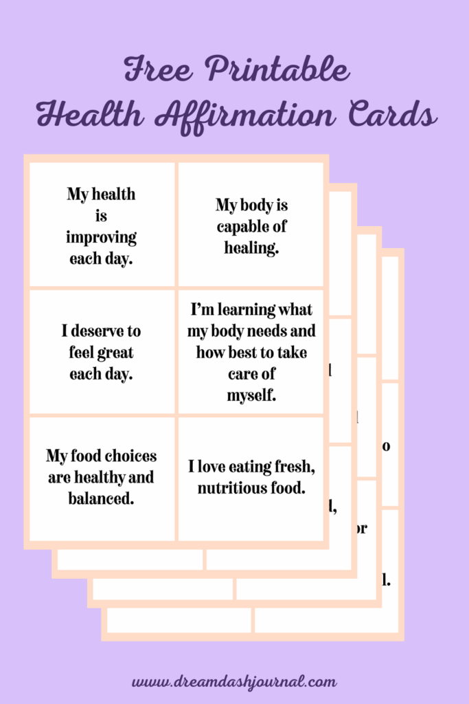 Free Printable Health Affirmation Cards Worksheet These PDF 