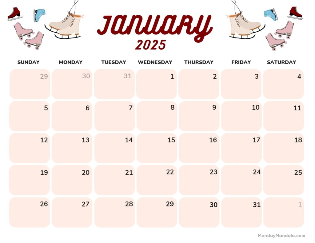 Free Printable January 2025 Calendar Free Printable Jean J Scott