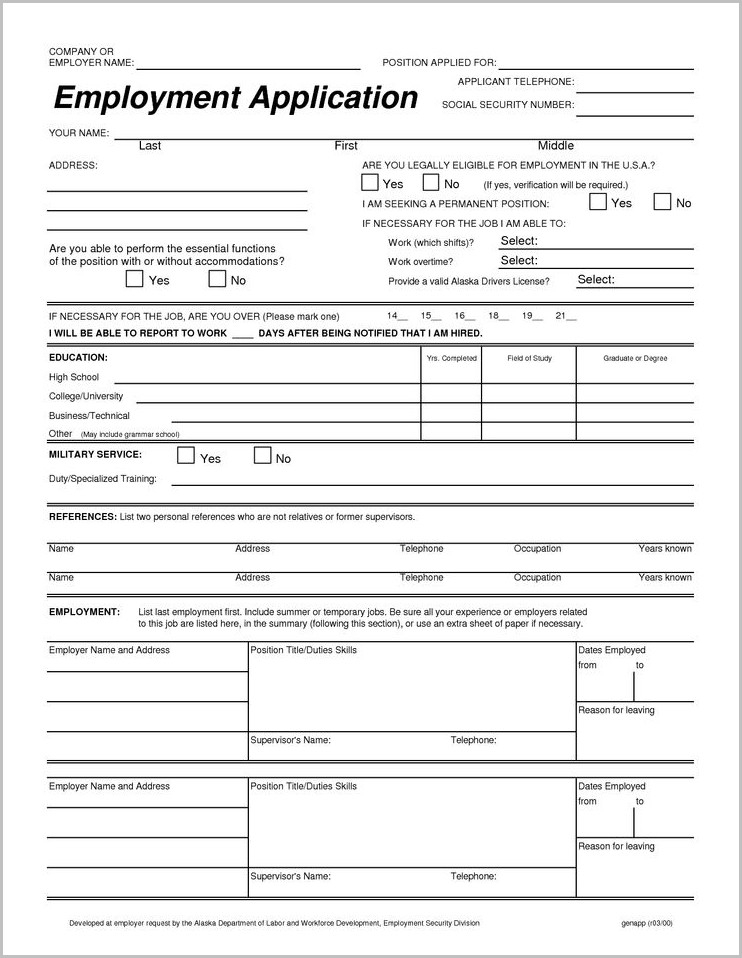 Free Printable Job Application Pdf Job applications Resume Examples