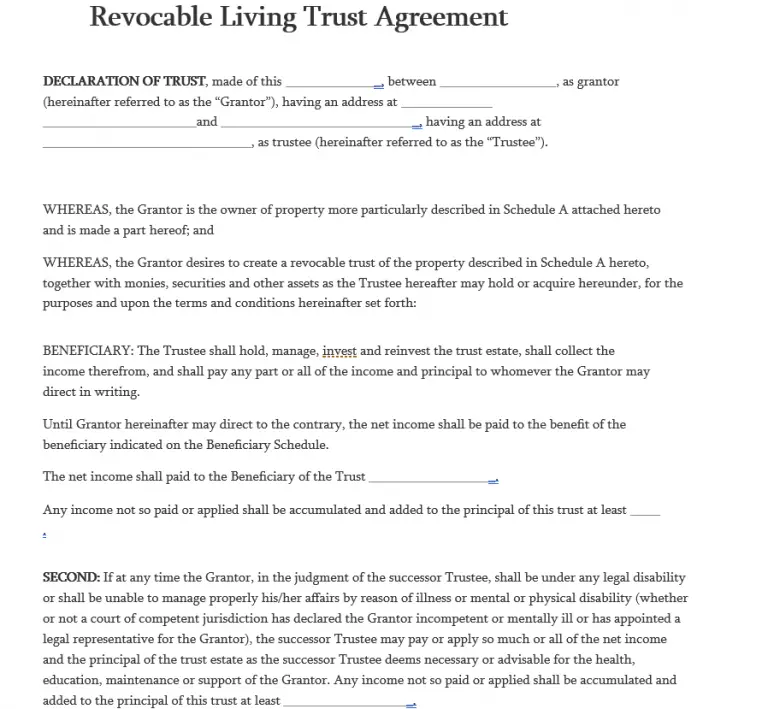 Free Printable Living Trust Forms Printable Forms Free Online