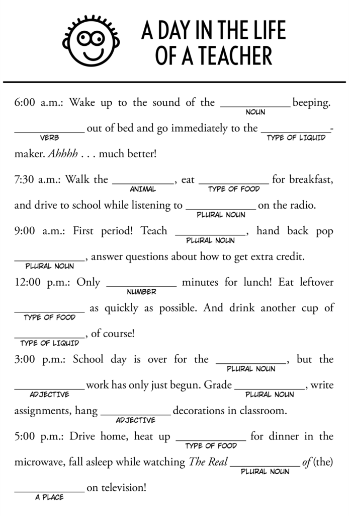 Free Printable Mad Libs Online Printable Madlibs