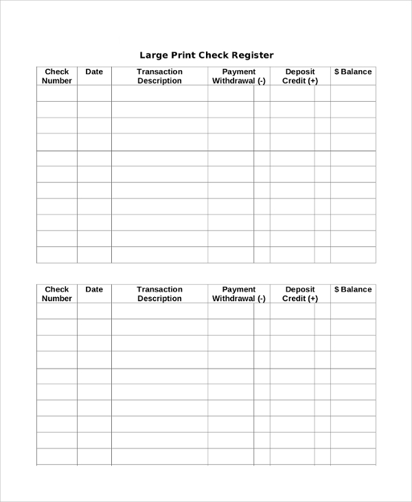 Free Printable Mini Checkbook Registers Kloby