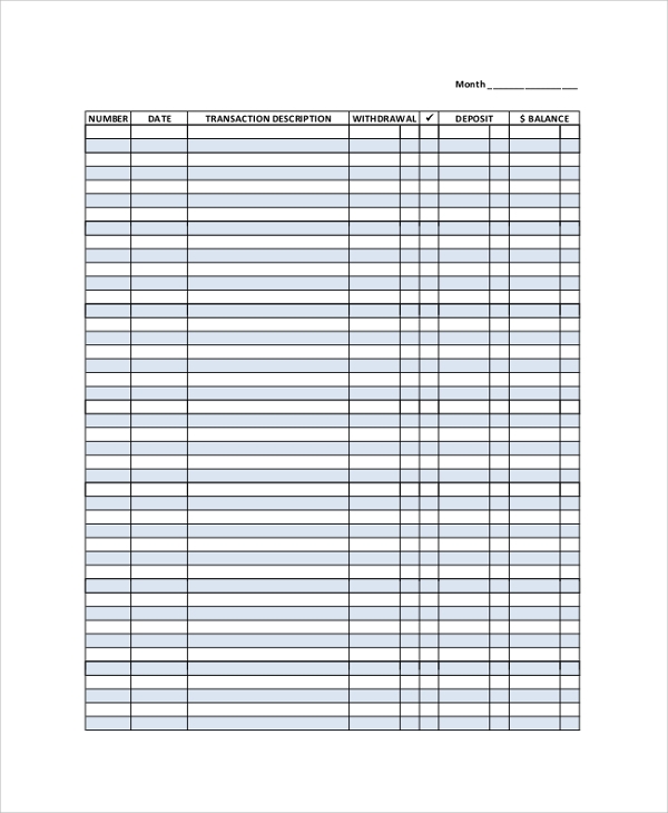Free Printable Mini Checkbook Registers Sinofity