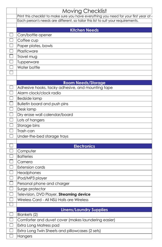 Free Printable Moving Checklist Printable Template Free Printable Hot 