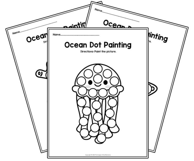Free Printable Ocean Dot Painting For Kids Worksheets Library