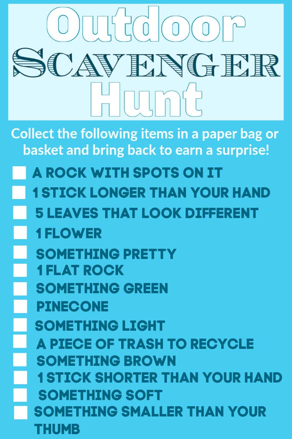 FREE Printable Outdoor Scavenger Hunt Thrifty Nifty Mommy